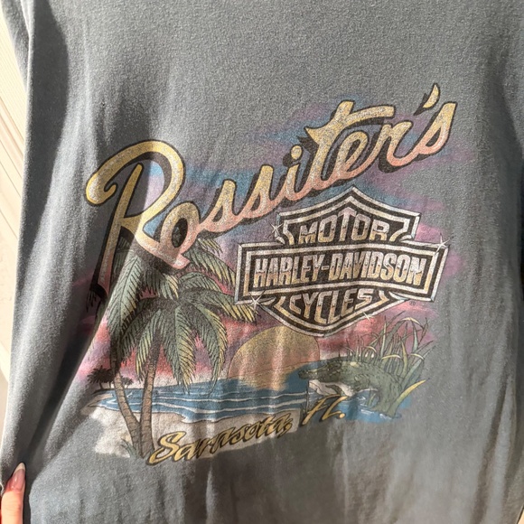 VTG Harley Davidson Rossiter's Sarasota FL Distressed Graphic Tee Size XL - Picture 13 of 16